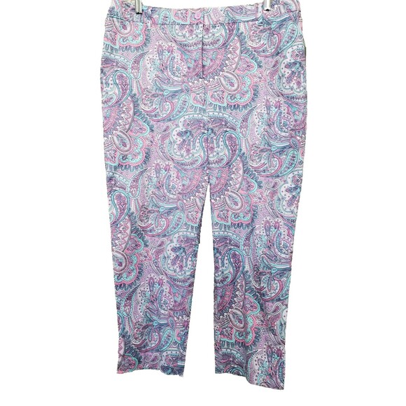 Talbots Perfect Crop Pant Cotton Blend Paisley Size 14 NWT - Picture 1 of 7